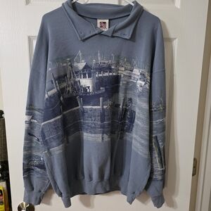 Vintage Nautical-Themed Men's Crewneck Sweater